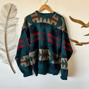 Vintage Pendleton Sweater Men’s L Wool Pullover High Grade Western Aztec